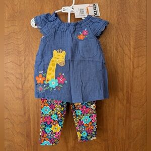 🦒 Kids Headquarters Floral Giraffe Spring Outfit